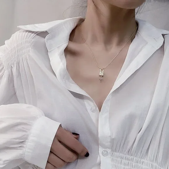 NEW 14K Gold Plated Diamond Lock Key Necklace - Picture 5 of 14